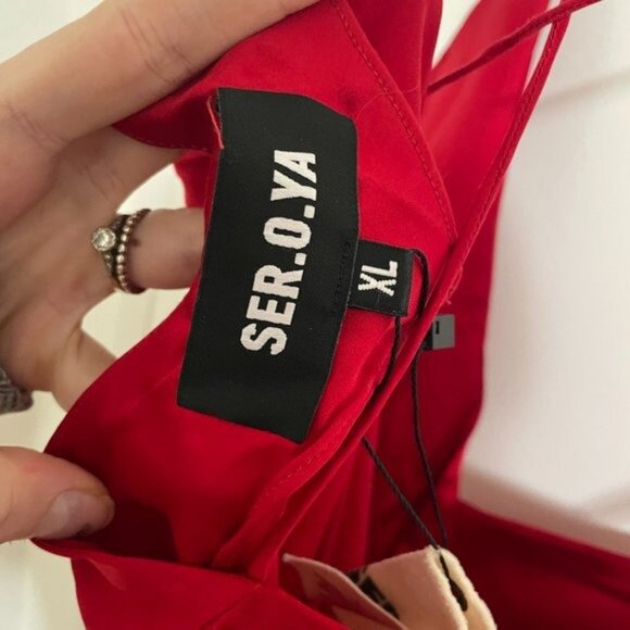 NEW SER.O.YA Amina Dress in Red Silk Satin Maxi Gown XL XLarge - Picture 7 of 8